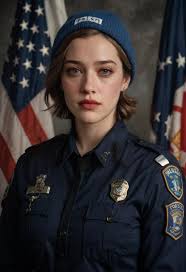 Photorealistic Portrait of Woman in Police Uniform