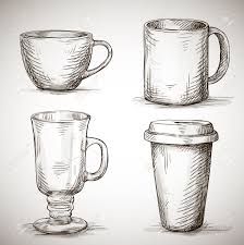 Set Of Coffe Mugs Vector Drawing Sketch Style Stock Vector 24991680 Mug Drawing Drawing Cup Vector Drawing