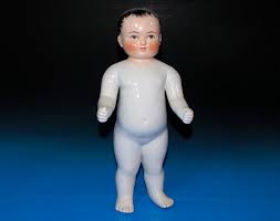 Porcelain items tend to have a cloth body and a porcelain head. Antique Bathing Doll Porcelain Doll At 1900 1920 16 3 Inch