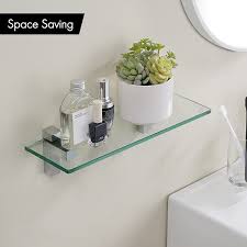 Glass shelves cut to size. Amazon Com Kes Bathroom Tempered Glass Shelf 14 8mm Thick Wall Mount Rectangular Polished Chrome Bracket Bgs3201s35 Furniture Decor