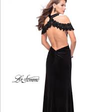 La Femme 25937 Black Velvet Prom Dress