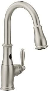 Последние твиты от moen (@moen). Moen 7185esrs Brantford One Handle Deck Mounted High Arc Pulldown Kitchen Faucet With Motionsense Spot Resist Powerclean Reflex Pulldown System Duralock Quick Connect System And Ada Compliant