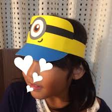 ミニオンのサンバイザー リサクル工作 帽子 作り方 牛乳パック ミニオン 画用紙