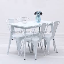 Industrial dining chairs rustic metal seat set 2 vintage retro style kitchen solid wood furniture office cafe lounge accent modern chair. China Industrial White Metal Furniture Sets Dining Room Sets Restaurant Table Chairs Sp Ct760 China Restaurant Furniture Dining Room Sets