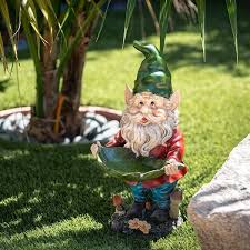 The paint was not only fading but also chipping off the garden gnomes. Alpine Corporation 16 Tall Outdoor Garden Gnome And Bird Feeder Yard Statue Decoration Overstock 10313852