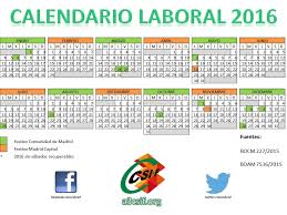 Calendario Laboral 2016 Madrid Capital A3csif A3csif