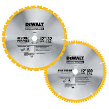 Dewalt 12 In Miter Saw Blade 32 Teeth And 80 Teeth 2 Pack