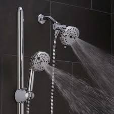 Oxygenics Easy Slide Bar With Force Combo Chrome 120 Spray Dual Shower Head Lowes Com Dual Shower Heads Dual Shower Slide Bar