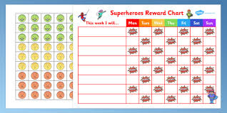 Behaviour Chart For Boys Superheroes Reward Sticker Chart