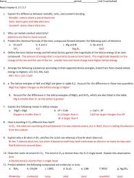 Chemical bond where electron(s) are shared between two nonmetals, giving the atoms involved a full octet. Name Period Unit 3 Worksheet Pdf Free Download