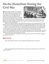 Life During The Civil War Worksheet Education Com History Worksheets Civil War Activities Black History Month Activities