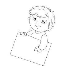 If a cute boy stole your heart, don't let him get away. Coloring Page Outline Of Cute Boy Holding A Sign Vector Imagenes