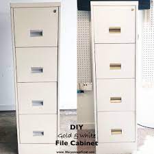 Diy Gold And White File Cabinet Chalk Painted File Cabinet Diy Gold Hardware Budget Office Makeover Diy File Cabinet Filing Cabinet Diy Office