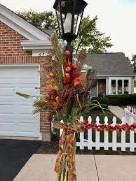 Used Broom Corn Instead Of Corn Stalks Wrapped A Large Ribbon Tied A Bow - - Happy Fall Broom Corn Corn Stalk Decor Fall Decor