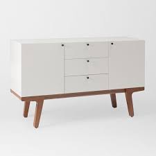 West Elm Dumont Buffet Media Console Pecan White Sideboards Cabinets Living Dining Room Furnitu Modern Buffet Modern Media Console Modern Buffet Table