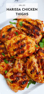 Grilled Harissa Chicken Thighs Recipe Easy Chicken Dinner Recipes Yummy Chicken Recipes Harissa Chicken