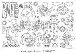 20 cute robot coloring pages for your little one: Cute Robot Characters Vector Photo Free Trial Bigstock