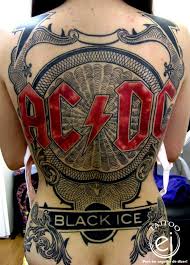 Many thanks to all of you who've contributed and to our dear friends and neighbors at the spirits of '76 for making it possible. Large Creative Looking Colored Whole Back Tattoo Of Ac Dc Band Emblem Tattooimages Biz