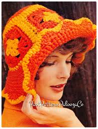 Vintage Crochet Pattern Womens Floppy Summer Bucket Hat Granny Square Chic  PDF Instant Digital Download Brimmed Beachy Sun Hat