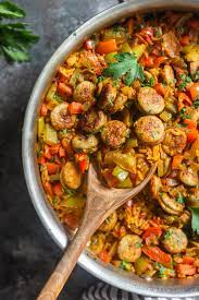 One Pot Sausage And Rice Skillet Recipe Stuffed Peppers Sausage Recipes Recipes
