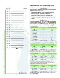 printable shoe size chart conversion printable coloring