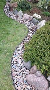 Pretty cool idea for making over a simple outdoor aluminum chair. The Crisp Line Between The Lawn And Rock Boarder Is Achieved By Using Bendable Steel Garden Edging An Additiona Garten Steingarten Ideen Garten Landschaftsbau