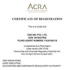 Prerequisite to register a business. One Ibc Pte Ltd Owning Certificate Corporate Services Provider In Singapore By Acra 2019 2021