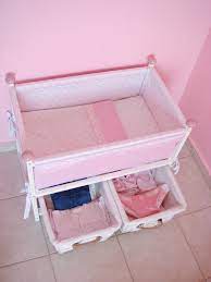There are many videos on youtube on how to make your doll crib. Diy Doll Basinet Crib Bed With Basket Storage Under It Size Of The Bed 60 Cm L 35 Cm W 50 Cm H Baby Doll Furniture Baby Doll Toys Baby Doll Bed