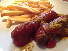 Currywurst Mi Pommes Essen Currywurst Wurstchen