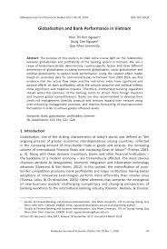 Approved by publishing and review experts on typeset, this template is built as per for malaysian journal of economic studies (mjes) formatting. Pdf Globalisation And Bank Performance In Vietnam