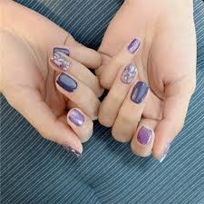 24pcs Acrylic Nails Shinning Surface Purple Blue Short Square False Nail Art Decoration Accessories With Glue Wish In this weeks video i wanted to do some violet acrylic nails. 24pcs acrylic nails shinning surface purple blue short square false nail art decoration accessories with glue wish