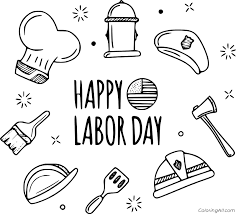 Labor day coloring pages american eagle. Happy Labor Day With Various Things Coloring Page Coloringall