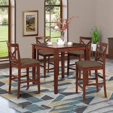 Contact us for the most current availability on this product. 5 Piece Dining Set Square Table And 4 Counter Height Chairs In Dark Brown Finish Pieces Option Overstock 10201089 Pubs5 Brn C