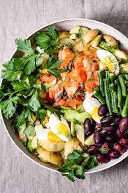 Roasted Salmon Nicoise Salad Recipe Recipe In 2020 Salmon Nicoise Salad French Salad Recipes Salad Recipes