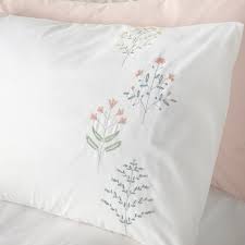 White Duvet Covers Green Embroidered Floral Fern Stitch Quilt Cover Bedding Sets Ebay