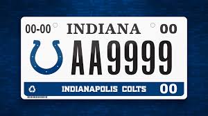Your plate should have stickers showing the day, month, and year of your next registration renewal, and the county in which your vehicle is registered. Colts License Plate