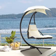 Add them in your home for a cozy reading nook, or outdoors on the patio. Barton Hanging Chaise Lounger Patio Chair Outdoor Floating Canopy Swing Chair Hammock Arc Stand Air Porch Lounge Chair Walmart Com Walmart Com