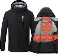 LANGWEI Veste Chauffante pour Hommes Hiver 8 Zones USB Vêtements Chauffants  Électriques Chargeant Un Manteau De Ski Extérieur Imperméable,Noir,M : ...