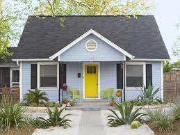 Lake victoria 668, benjamin moore Sky Blue Home With Yellow Front Door Hgtv