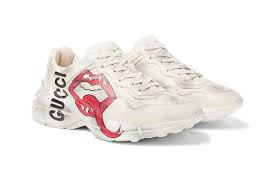 Gucci Rhyton Printed Distressed Leather Sneakers Kiss Hypebeast