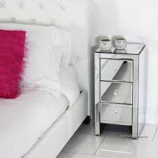 Venetian Mirrored 3 Drawer Slim Bedside Bedside Table Design Side Tables Bedroom Furniture
