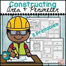 In This Area And Perimeter Set Students Find The Area And Perimeter Of Rectangles Building Area And Perimeter Worksheets Area And Perimeter Construction Theme