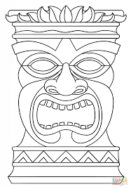 Hawaii symbols and icons, including hula skirt, tiki gods, totem pole, drums, guitar, palm. Pin On Tiki Masks