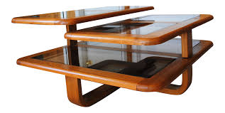 La barge figural rams head oval scallop glass coffee table maison charles style. 1980 S Modern 3 Tier Oak Glass Swivel Coffee Table Chairish