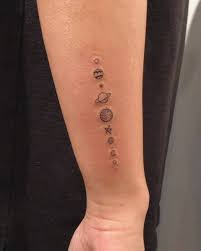 Solar System Tattoo On The Right Forearm