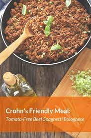 Crohn S And Ulcerative Colitis Friendly Meal Savoury Tomato Free Beef Spaghetti Bolognese Ulcerative Colitis Recipes Colitis Food Ulcerative Colitis Diet