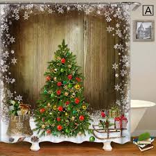 3d Printed Shower Curtain Nordic Simple Christmas Tree Shower Curtain Waterproof Mouldproof Bathroom Curtain Christmas Shower Curtains Christmas Tree With Gifts Cute Shower Curtains