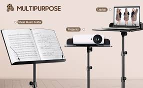 Whether the musician is seated or standing, this stand likewise, the book plate that holds the sheet music pivots to ensure just the right angle for either position. Amazon Com Cahaya 4 In 1 Dual Use Sheet Music Stand Desktop Book Stand Metal Portable Solid Back With Carrying Bag Sheet Music Folder Clip Projector Stand Laptop Stand Bible Book Stand