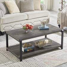 Elephance round coffee table with storage, 35.8 inch rustic wood coffee table with strong metal frame for living room, dining room, cocktail table, round sofa table (almond) 4.6 out of 5 stars. Buy Excefur Coffee Table With Storage Shelf Rustic Wood And Metal Cocktail Table For Living Room Grey Online In Taiwan B08xqv58zf