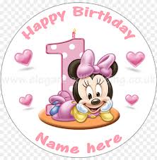 Baby Minnie Mouse 1st Birthday Cake Personalised Edible Baby Minnie Mouse 1 Png Image With Transparent Background Toppng